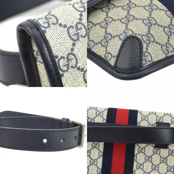 GUCCI Waist Bag Belt GG Marmont Supreme Canvas Navy Silver Men's 674081 e59275a - Picture 4 of 5